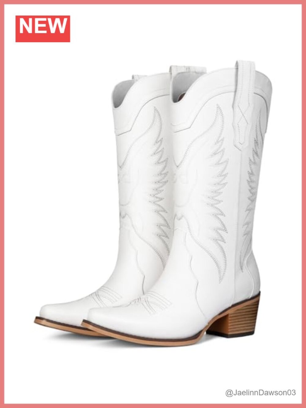 Women's Mid-Calf Cowboy Boots with Chunky Heel, Snip Toe & Embroidery